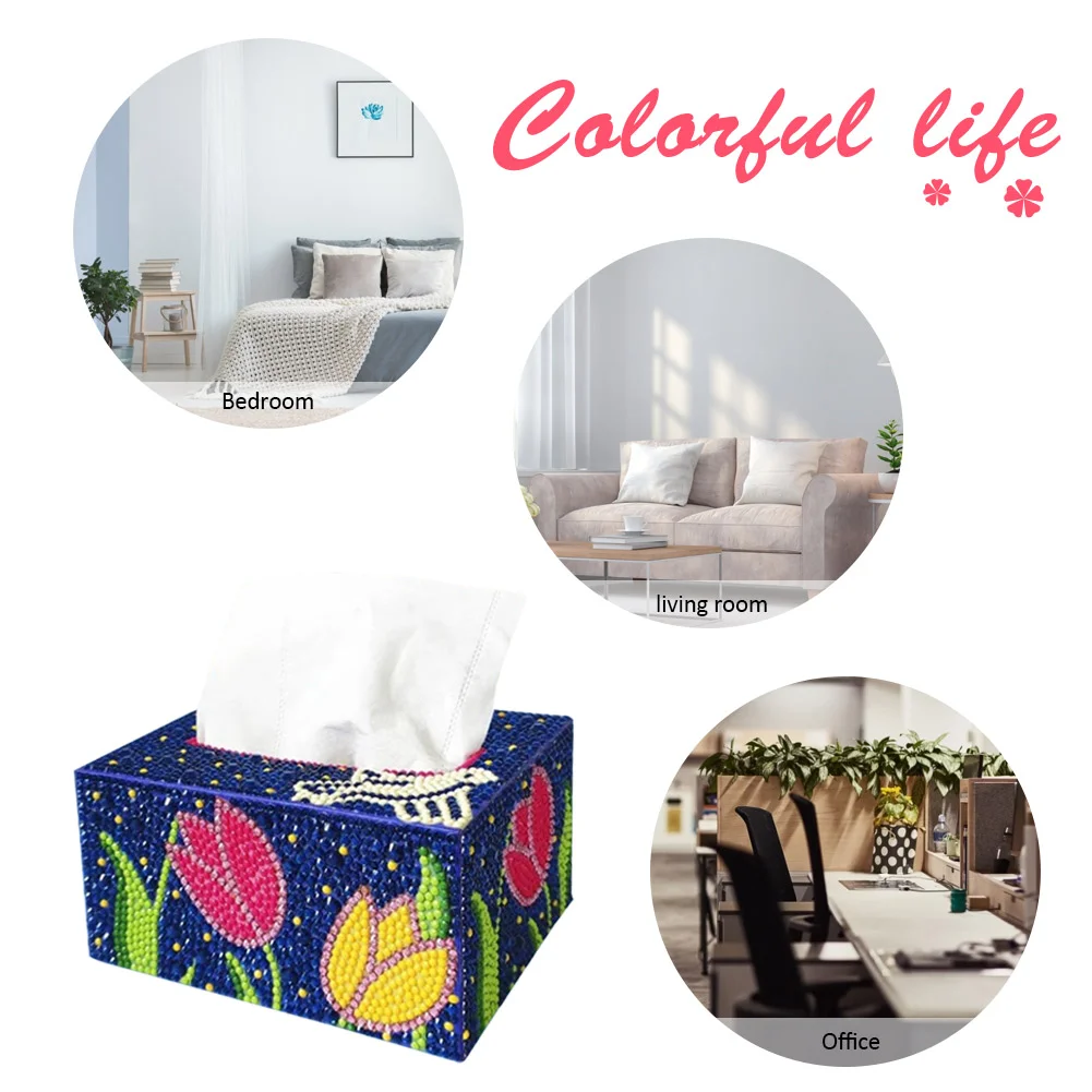 DIY Diamond Painting Tissue Box - Flower