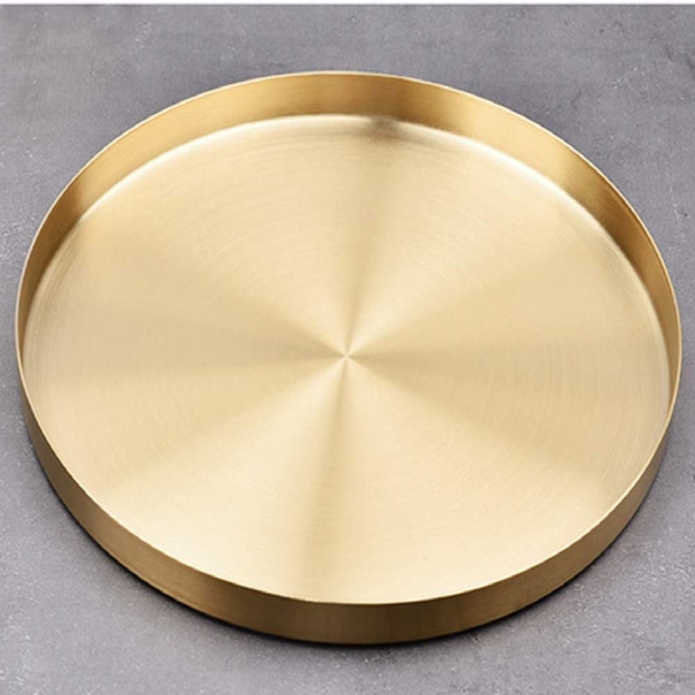

Stainless Steel Round Vertical Edge Tray Nordic Style Tea Tray, 501 Original