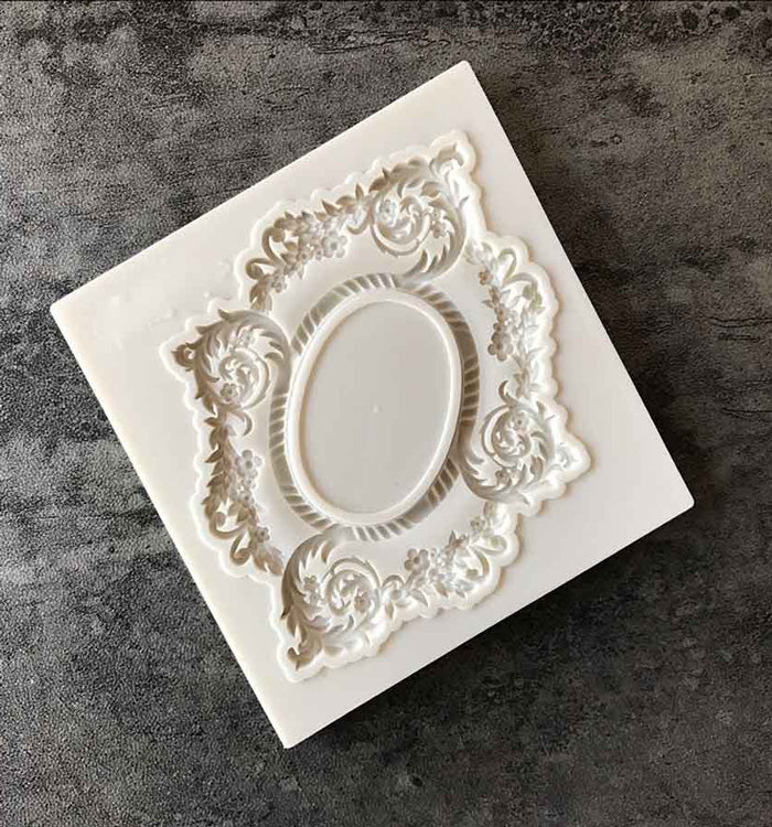 Vintage Embossed Mirror Frame Silicone Fondant Mould For Cake Decoration