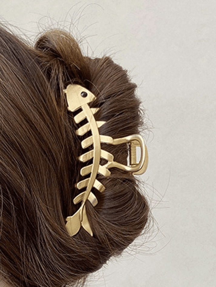 Brownm Fish Bone Large Hair Claw