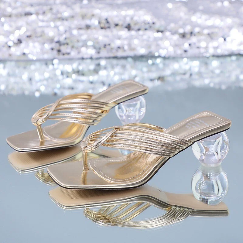 Sexy Ladies Shoes Slides Clear Transparent Thick High Heels Crystal Slippers Women Shoes Woman Mules New Summer Casual Shoes