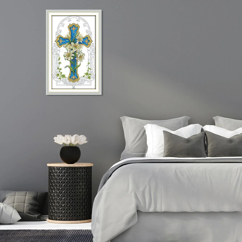 14ct Stamped Cross Stitch - Cross Flower (33*20cm)