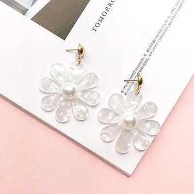 White Pink Resin Earrings