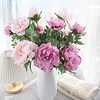 White Pink Purple Large 3 Heads Stem Peony Artificial Flower