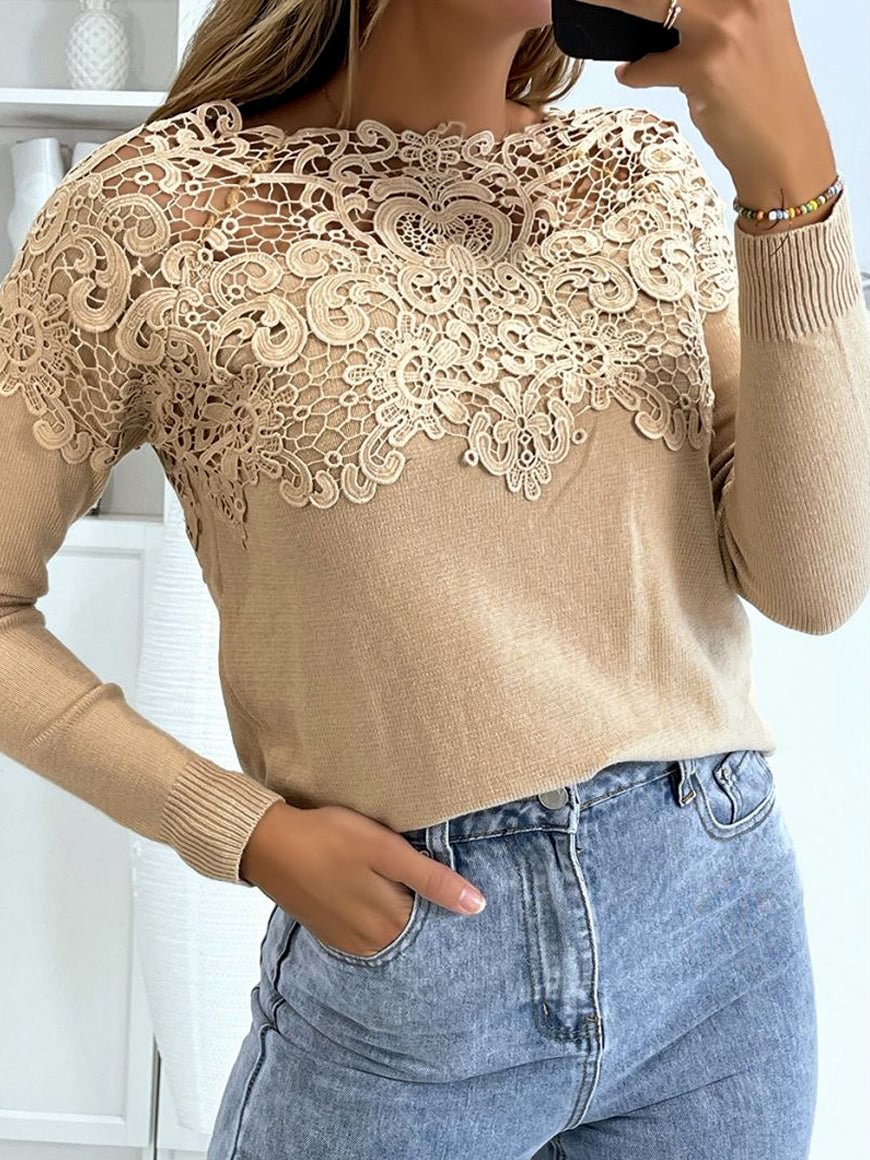 Women's Elegant Solid Loose Lace Sweaters