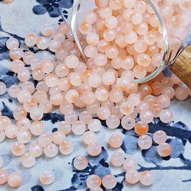 50 PCS/Package Glass/Colored Glaze Round Beads