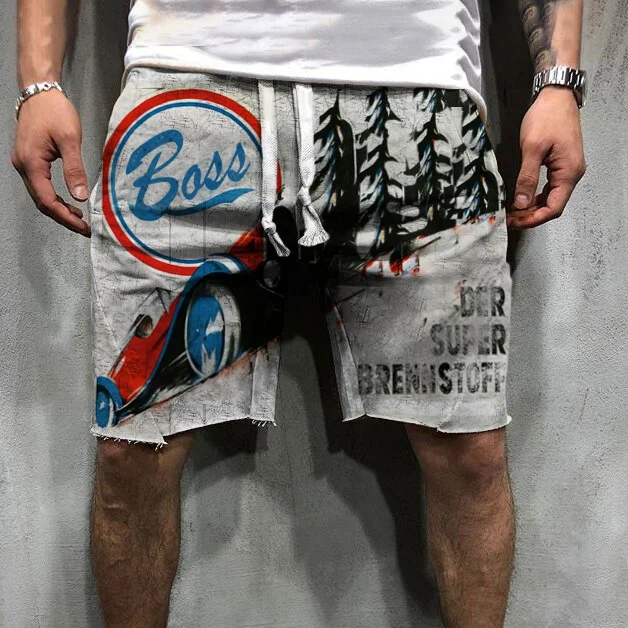 Retro Motor Oil Logo Casual Shorts