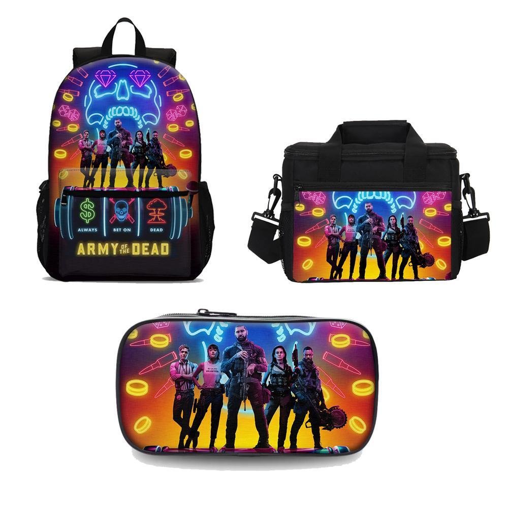 Army of the Dead Backpack Set Pencil Case Lunch Bag 3 in 1 for Kids Teens