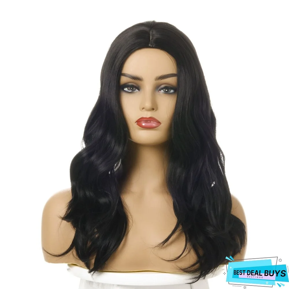 Popular Wig Chemical Fiber Headgear Split Black Curly Hair