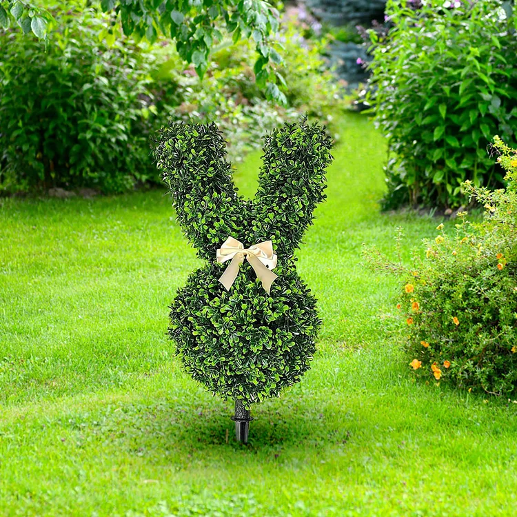 36"Artisan-Crafted Bunny Topiary