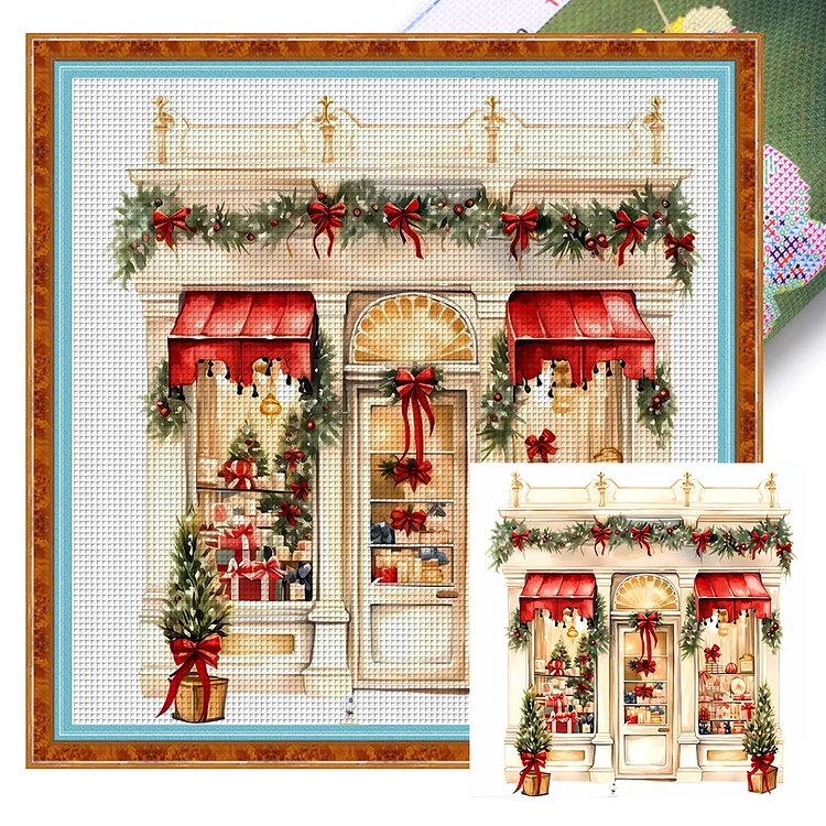 Christmas Shop - Printed Cross Stitch 11CT 50*50CM