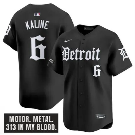 Youth Detroit Tigers #6 Al Kaline Black "Motor Gothic Edition" Vapor Premier Limited Stitched Baseball Jersey