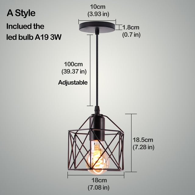 Nordic Pendant Lights Iron Minimalist Loft Cage Pyramid Pendant Lamp Modern Industrial Metal Hanging Lamp Parlor E26 E27 LED NEW