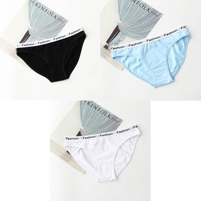 M-2XL Cotton Panties Female Underpants Sexy Panties for Women Briefs Underwear Plus Size Pantys Lingerie 3PCS/Set 5 Solid Color