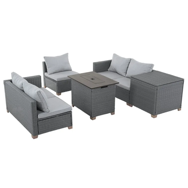 Outdoor Conversation Sets with Cushions, Wicker Modular Sofa Sets for Garden Backyard Terrace