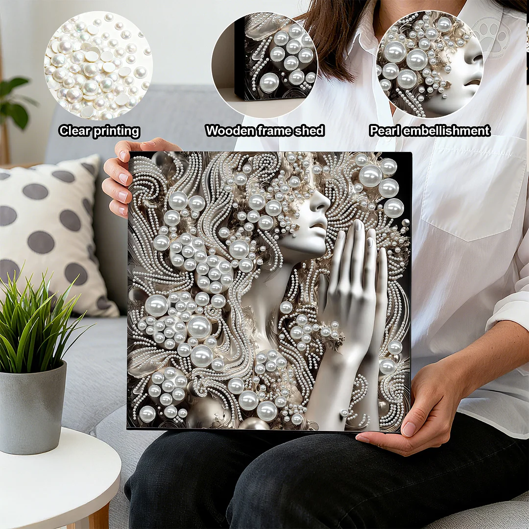 Pearl Praying Woman DIY Pearl Art Diamond Painting 30x30cm for Home Wall Decor