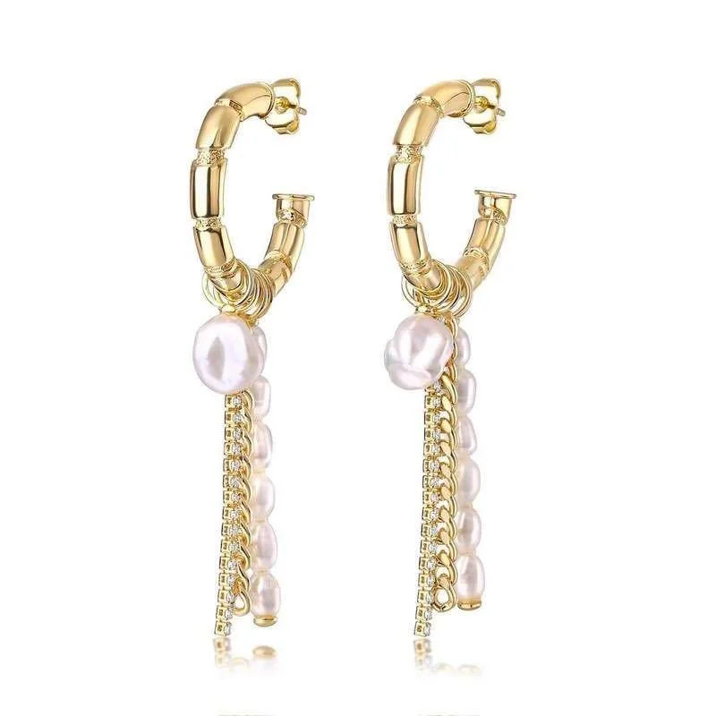 Fashion personality simple C-ring Tassel Earrings