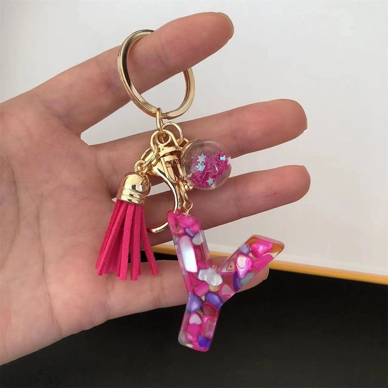 Minimalist Commute Letter Resin Unisex Bag Pendant Keychain