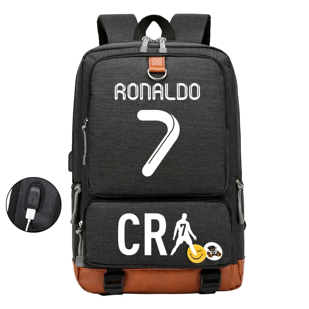 Cristiano Ronaldo Multi-pocket Square Backpack with USB Charging and 15-inch Laptop Compartment