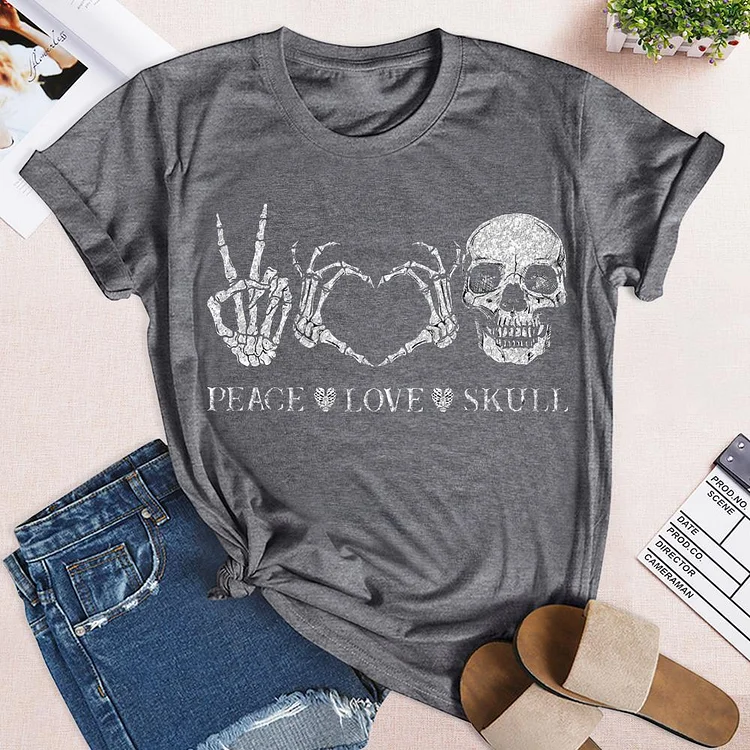 Peace Love Skull Lovers T-Shirt Tee --Annaletters