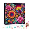 Diamond Painting-DIY Special Shaped Drill Sunflower & Rose Colorful with Frame(29x29cm)