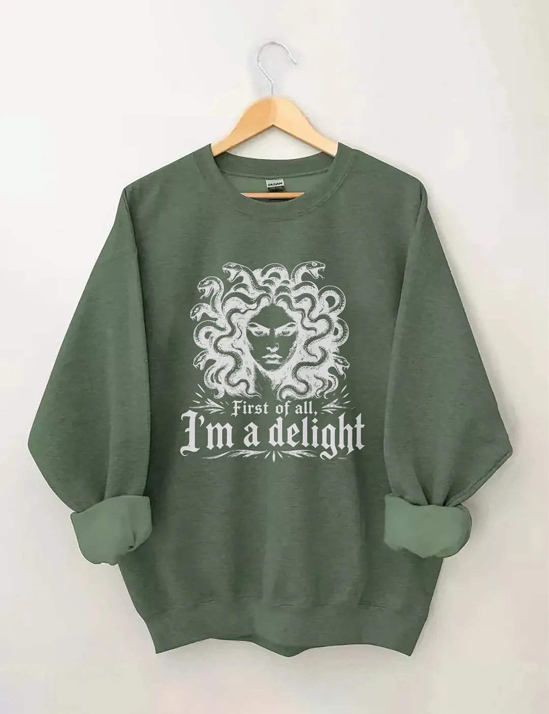 First Of All I'm A Delight Halloween Medusa Sweatshirt