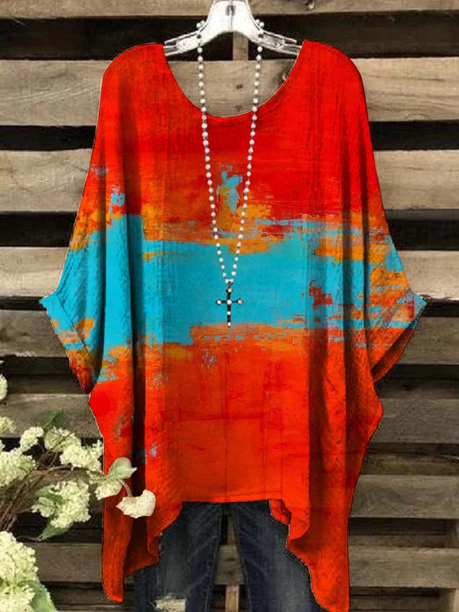 Women's Vintage Art Oil Print Casual Top