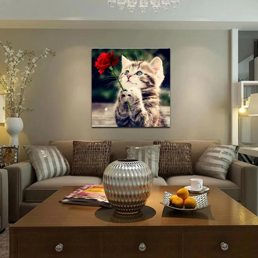 Diamond Painting - Round Drill - Cat Rose(30*30cm)