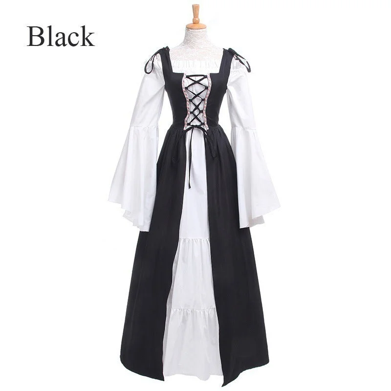 Uveng Collar Basic Model Tied Waist Retro Dress