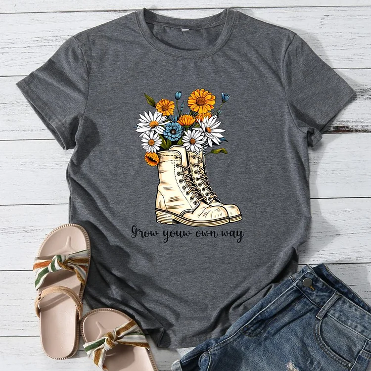 Grow your own way Round Neck T-shirt-0025923