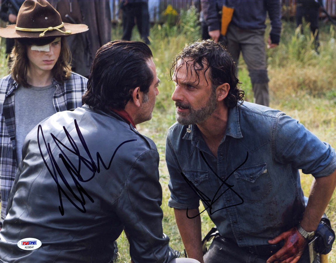 Andrew Lincoln Jeffery Dean Morgan SIGNED 11x14 Photo Poster painting The Walking Dead PSA/DNA