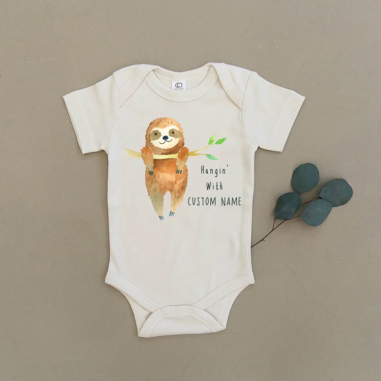 Custom Name Sloth Organic Baby Onesie®