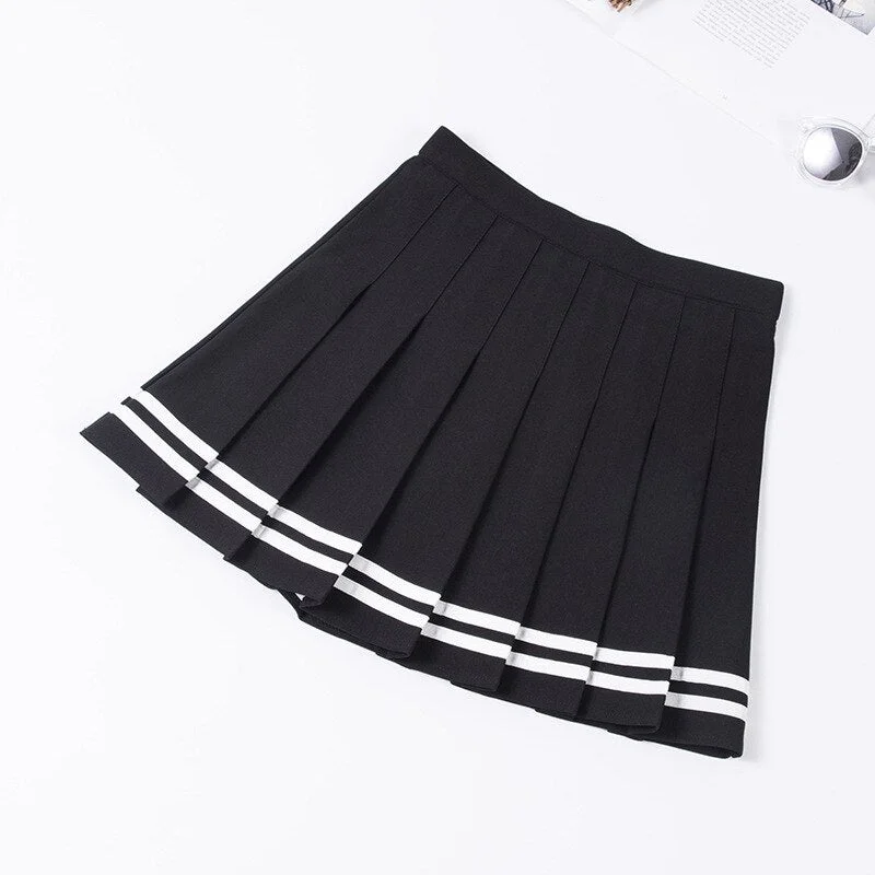 InsGoth Harajuku JK Black Pleated Skirts Gothic Streetwear High Waist Mini Skirt Vintage Korean Style Patchwork Skirt Women 2020
