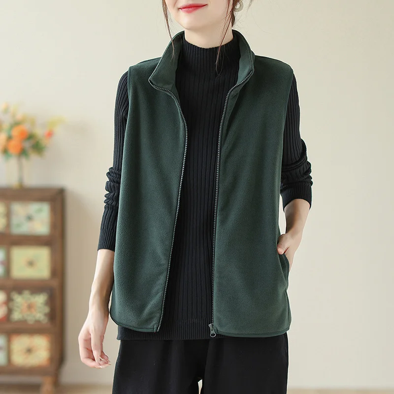 Athvotar Athvotar Autumn And Winter New Mother Dress Rocking Velvet Horse Clip Warm Casual Coat Women Fashion Shoulder Vest Woman