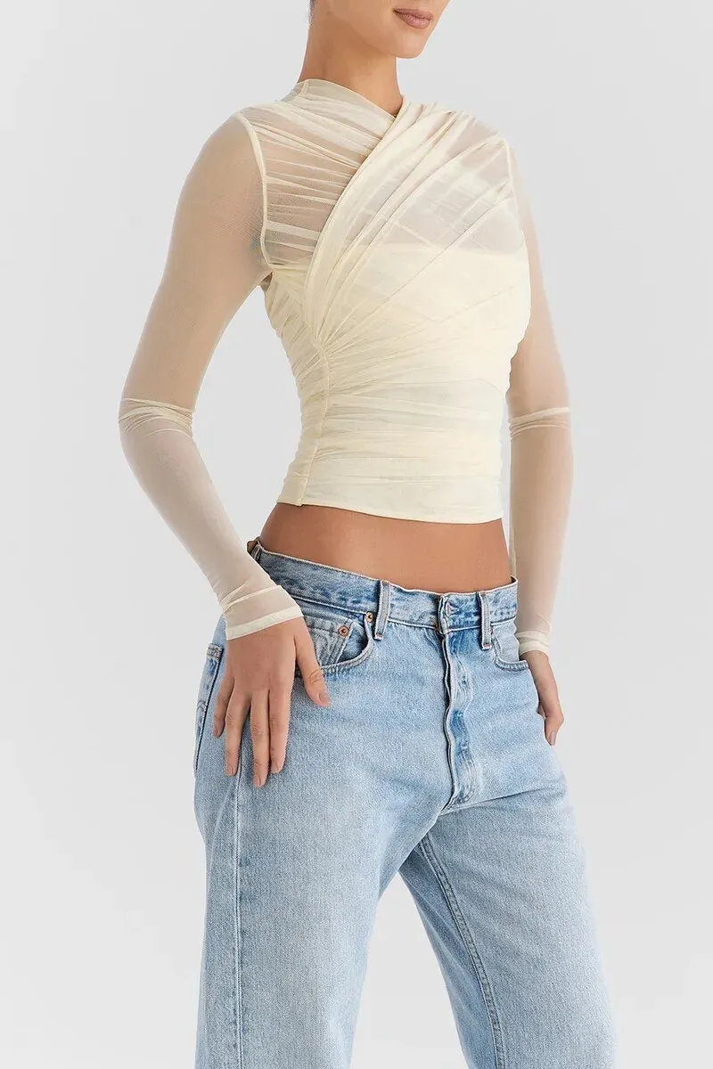 Women's Sheer Mesh V-Neck Party Top &ndash; Evening Going-Out Blouse &ndash; view 2