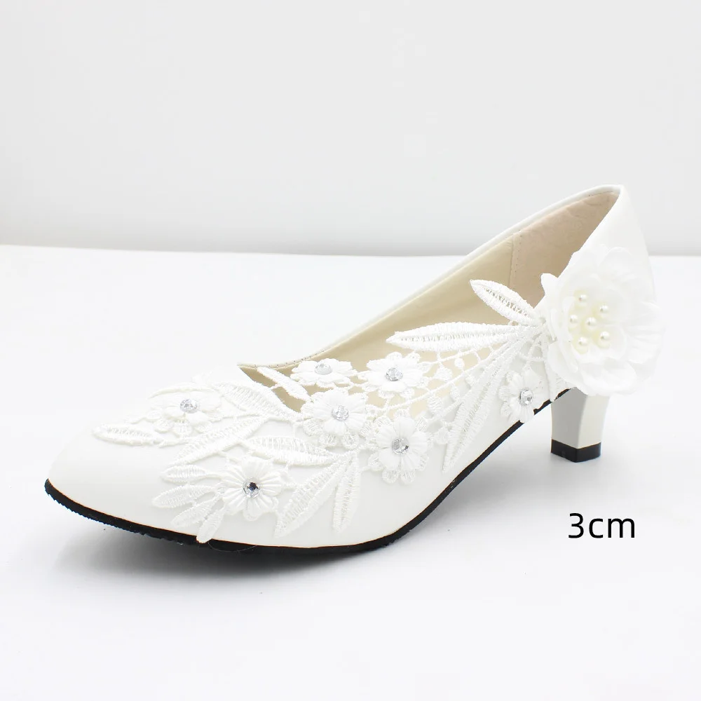 White High Heel Large Size Wedding Shoes Round Toe-PABIUYOU- Women's Fashion Leader