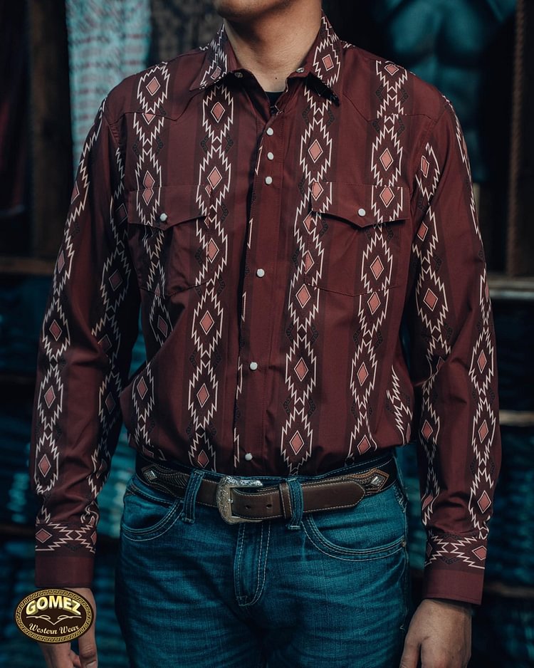 Men Vintage Stripe Long Sleeve Shirt