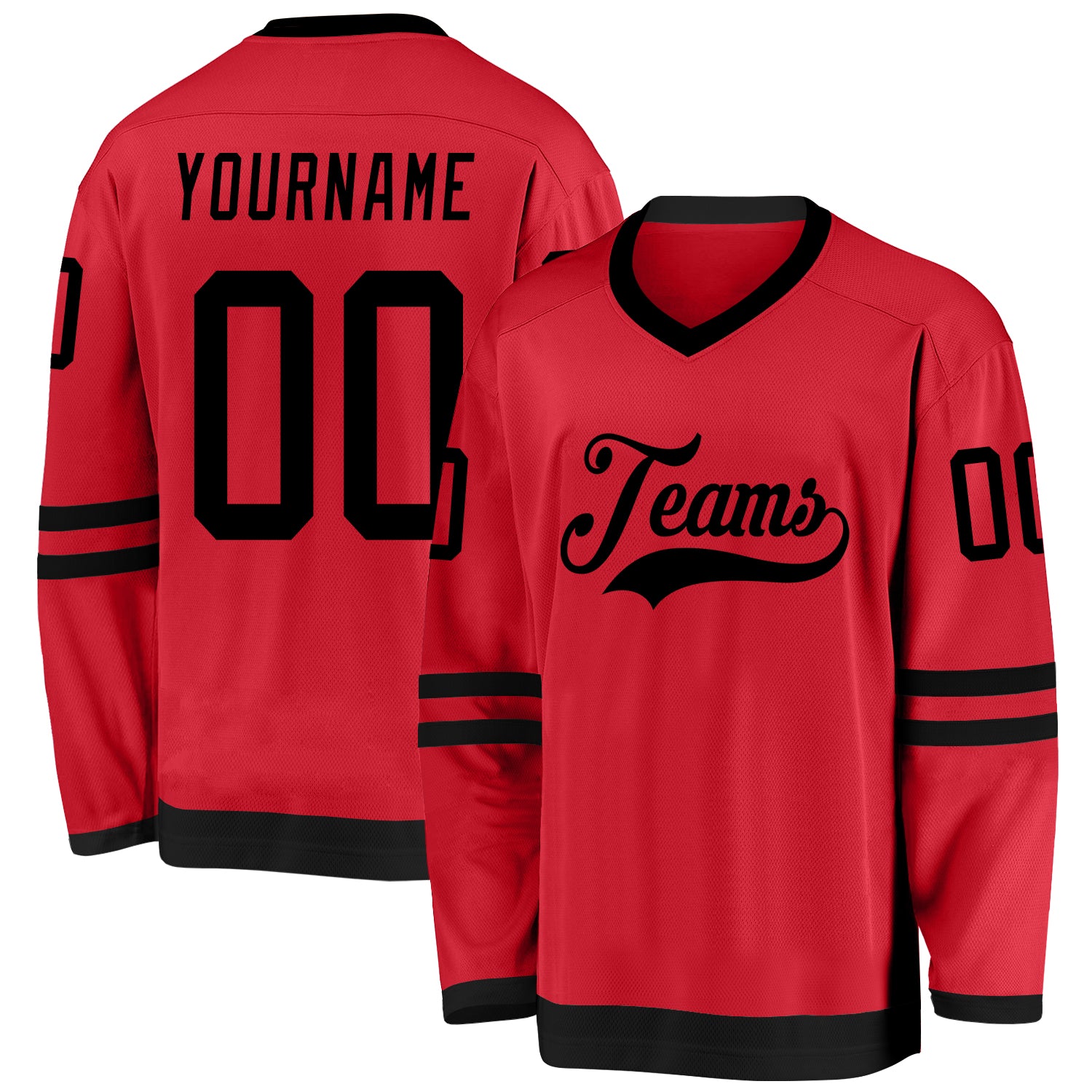 Custom Red Black Hockey Jersey | captainssportss.com