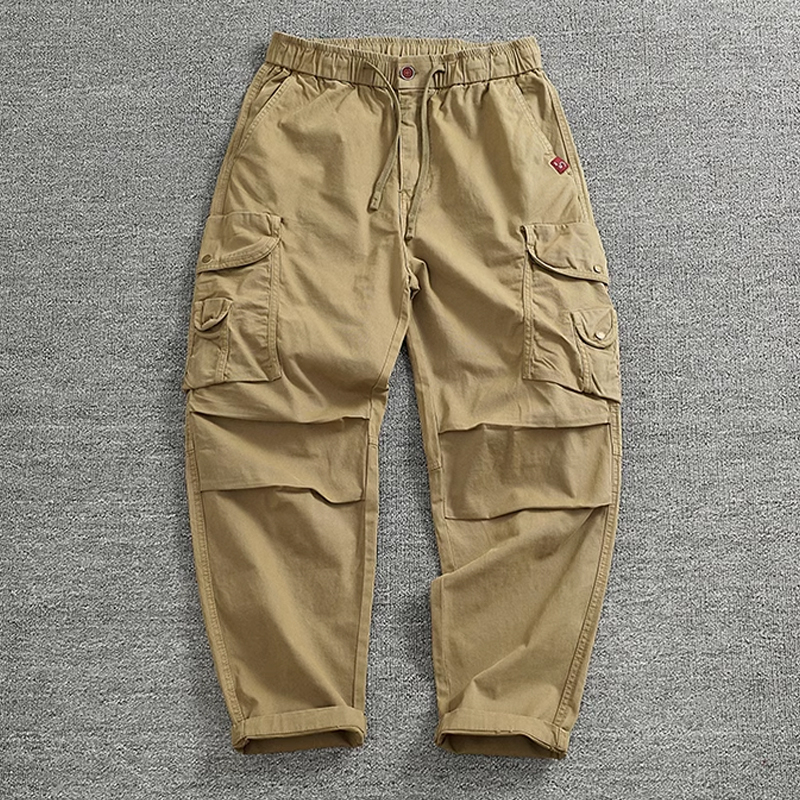 Men's Casual Stretch Woven Washed Multi-Pocket  Cargo Jogger Pants