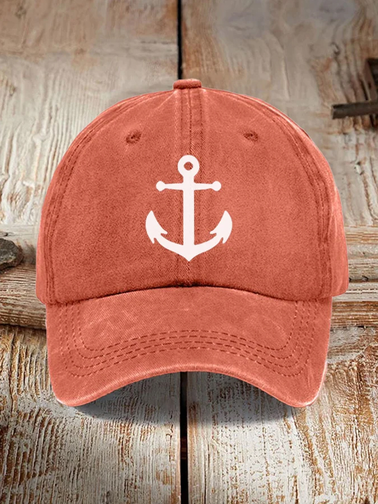 Comstylish Unisex Washed Cotton Anchor Holiday Casual Print Hat