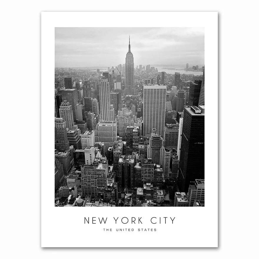 Modern New York London Paris City Wall art Landscape Posters and Prints Black And White Pictures for Living Room Home Decor