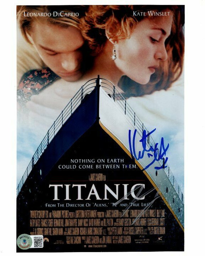 Leonardo leo dicaprio and kate winslet signed 8x10 titanic Photo Poster painting beckett bas loa