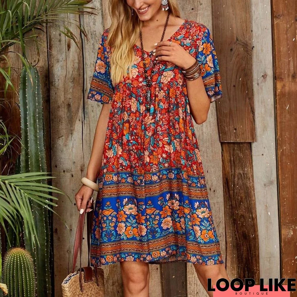 Casual Women's Printed Loose Chiffon Dress