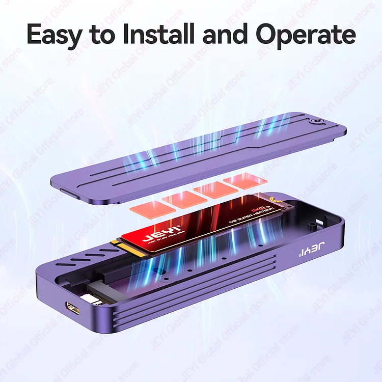 JEYI 22110 M.2 NVME NGFF Enclosure, USB 3.2 Gen2 Type-C 10Gbps SSD