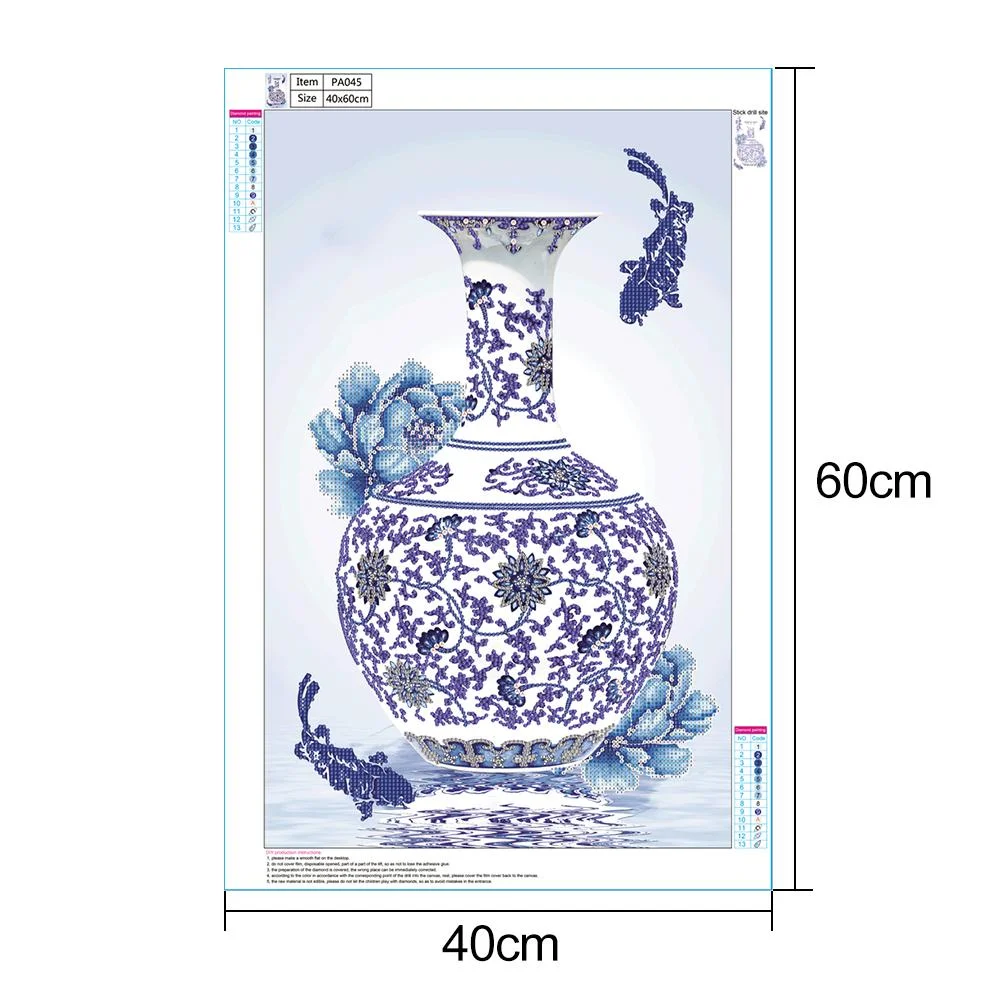 Diamond Painting - Partial Special Shaped Drill - Blue and white porcelain(40*60cm)