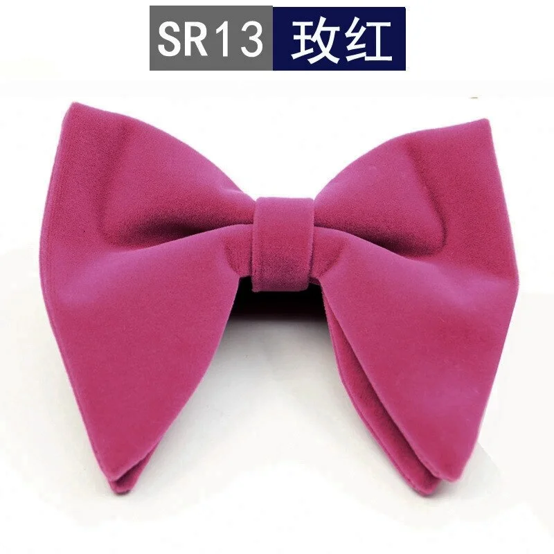 New Fashion Velvet Big Bowties for Women Mens Groom Wedding Bow Tie Skinny Solid Color Gravatas Slim Black Cravat Accessories