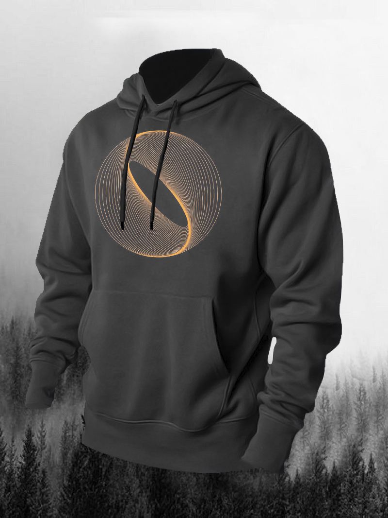 Loop Line Geometric Printed Men's Hoodie