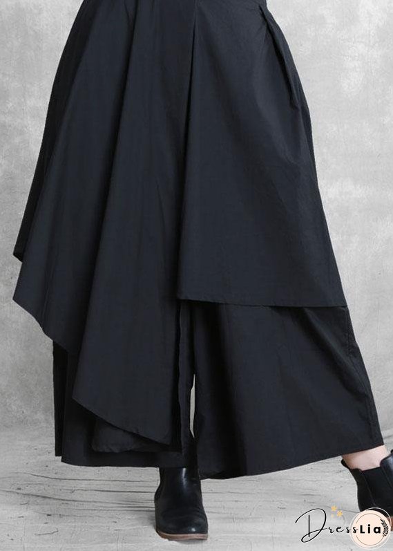 Vintage Black Fashion Casual Asymmetrical Design Fall Wide Leg Pants