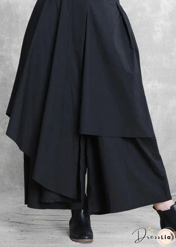 Vintage Black Fashion Casual Asymmetrical Design Fall Wide Leg Pants
