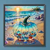 Citrouille en verre sur la plage-perceuse ronde peinture diamant-30*30cm